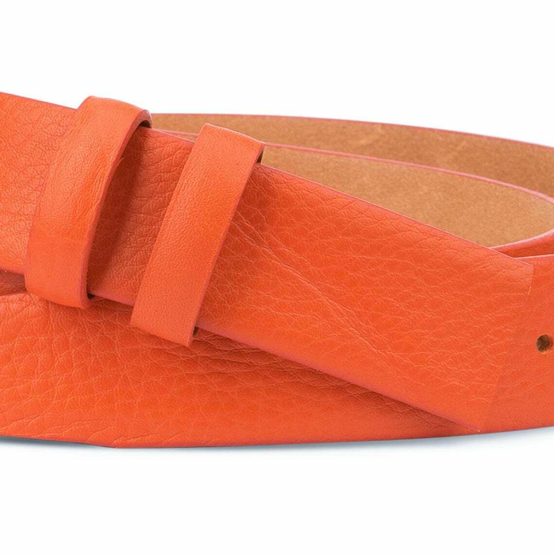 Soft Orange Leather Belt Strap For Dunhill Buckles 35mm Mens Womens Belts