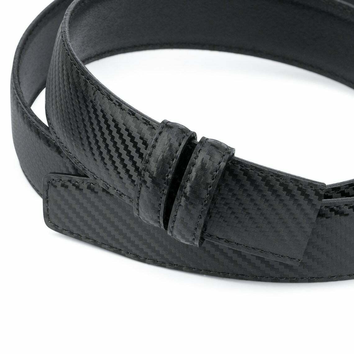 Carbon Fiber Mens Black Leather Belt Strap Replacement For Montblanc Belts 35mm