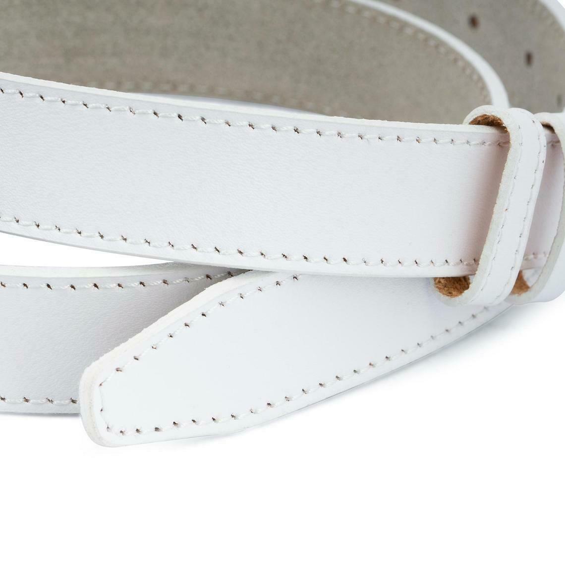 White Leather Belt With No Buckle For Dunhill 30mm Mens Womens Golf Wedding