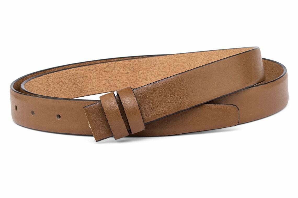 Brown Belt Strap No Buckle Beige Tan For Cartier Adjustable Mens Genuine 25mm