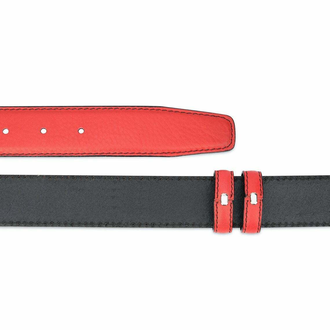 Red Leather Belt Strap Adjustable For Ferragamo Buckles Mens Replacement 1 3-8''