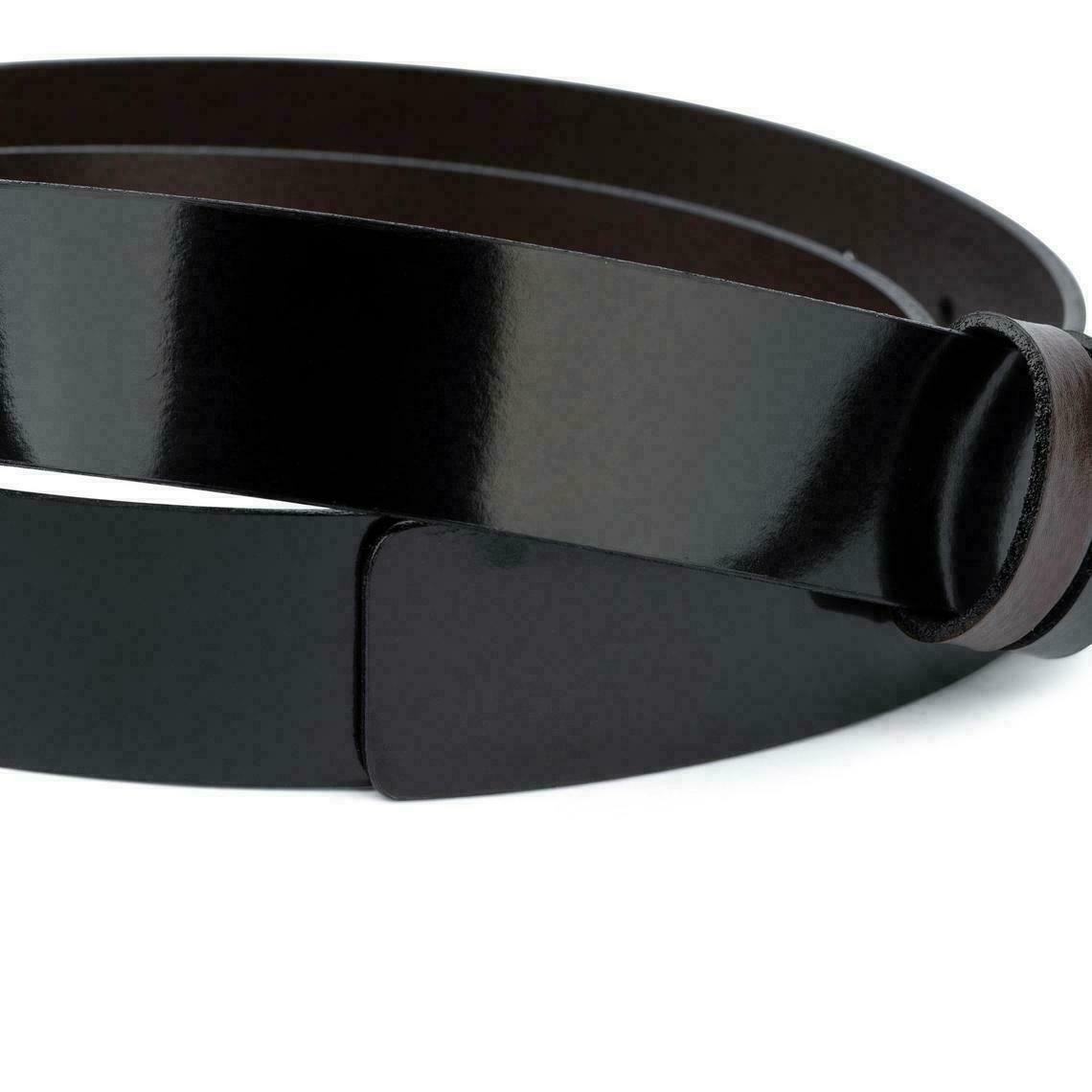 Black Brown Patent Leather Belt Reversible Strap For Ferragamo 35 Mm Men