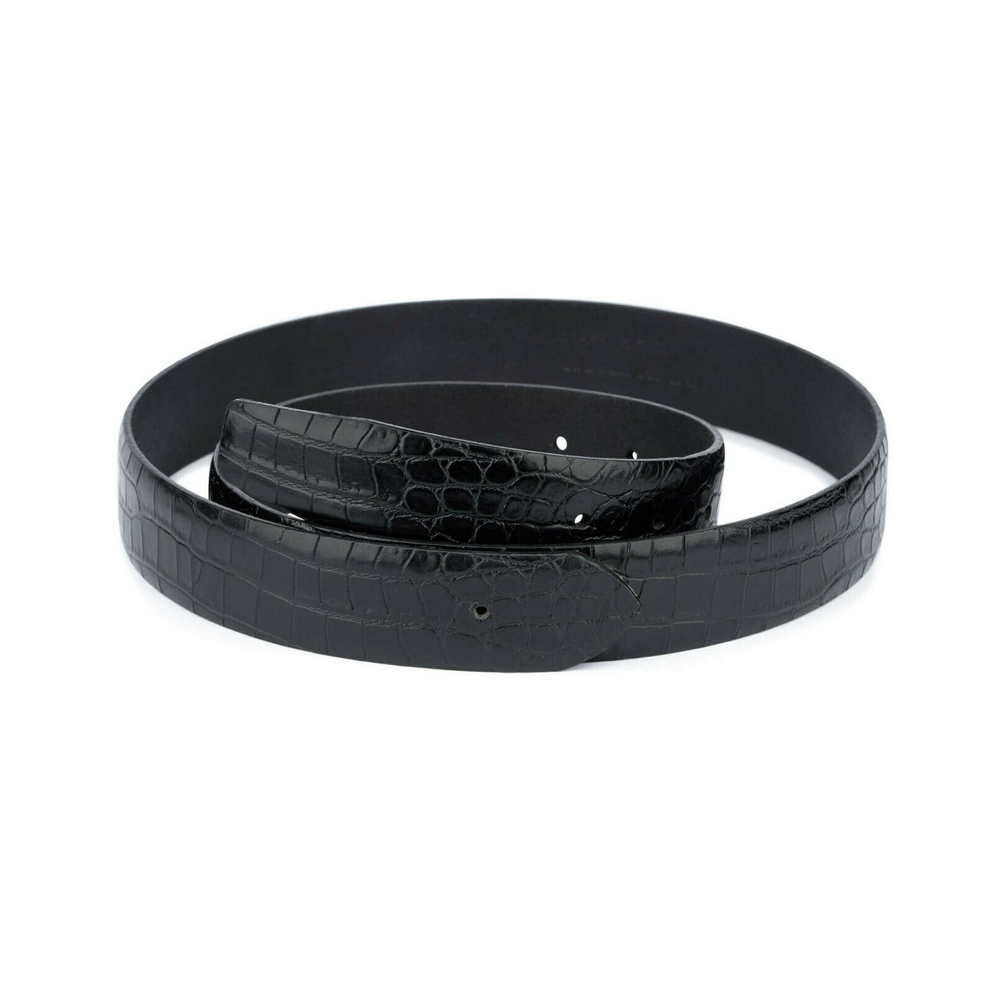 Mens Croco Black Real Leather Strap For Ferragamo Belt Replacement Croc 35 mm