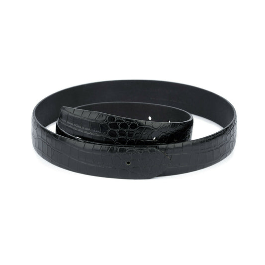 Mens Croco Black Real Leather Strap For Ferragamo Belt Replacement Croc 35 mm