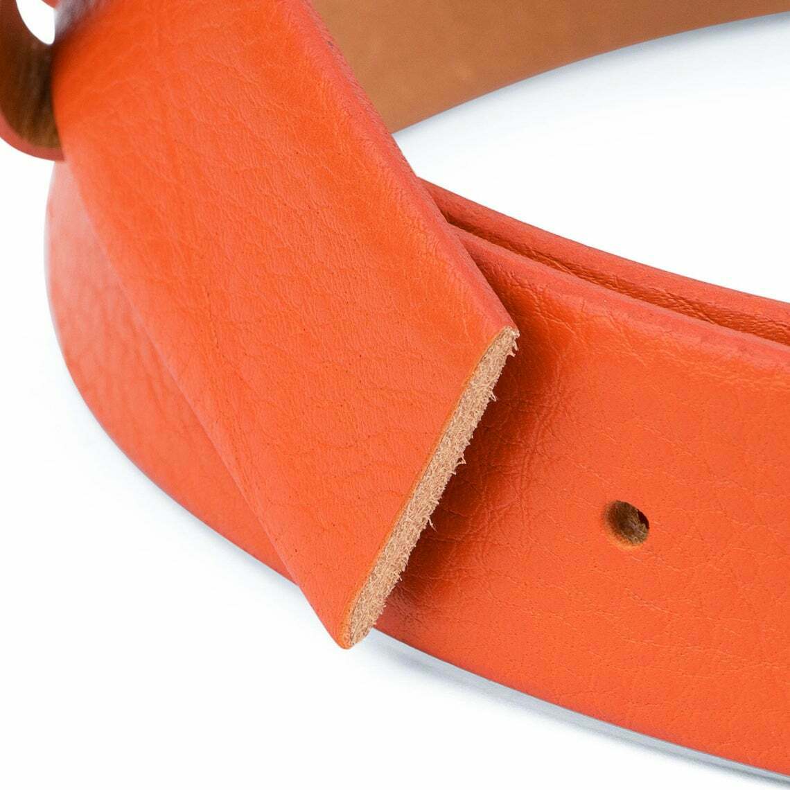 Soft Orange Leather Belt Strap For Ferragamo Buckles 35mm Mens Womens Belts