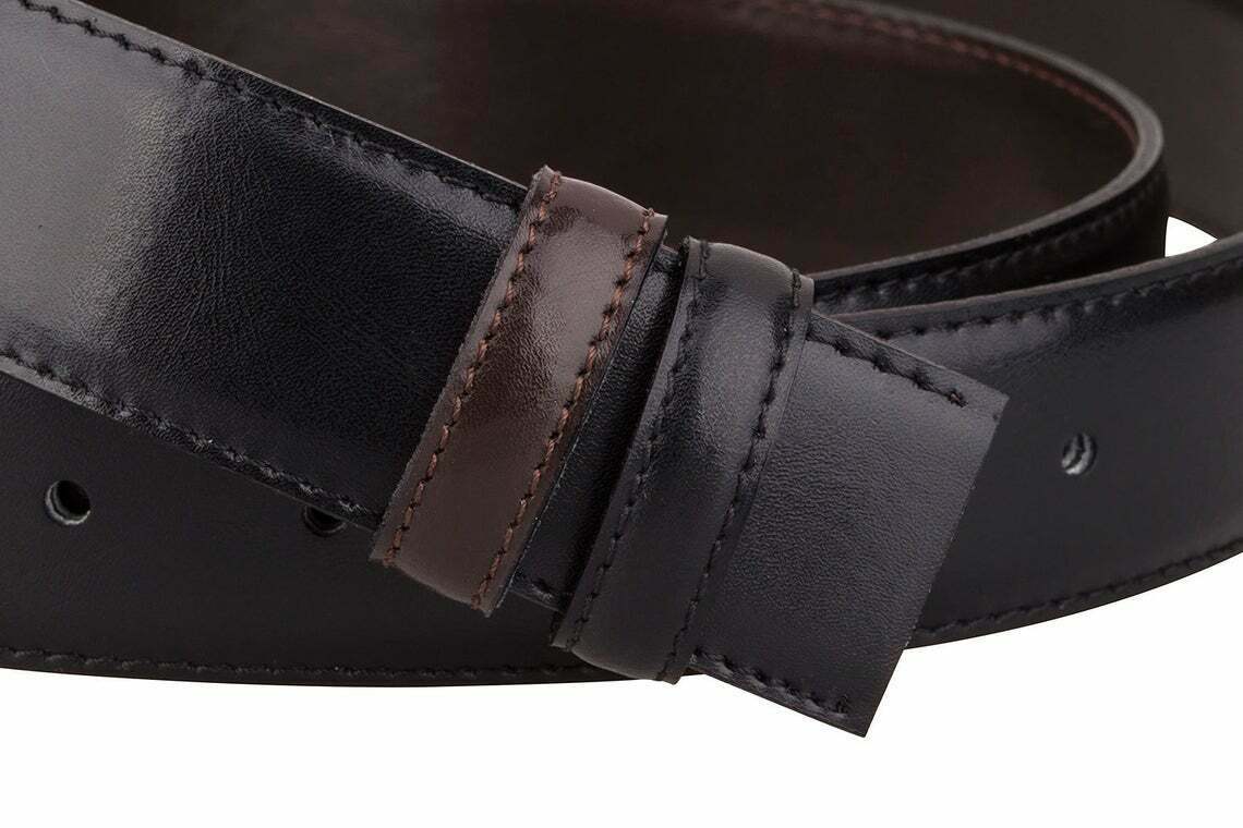 Reversible Mens Belt Strap Black Brown For Cartier Buckle 35mm Genuine Leather