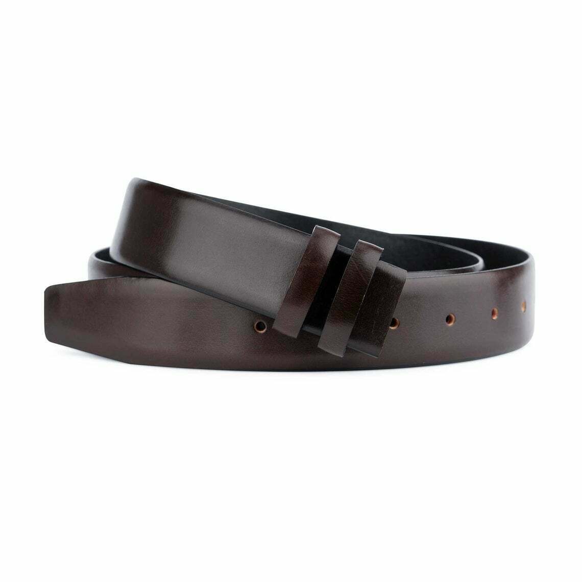 Mens Dark Brown Leather Belt Veg Tan Replacement Strap For Cartier Buckle 35mm