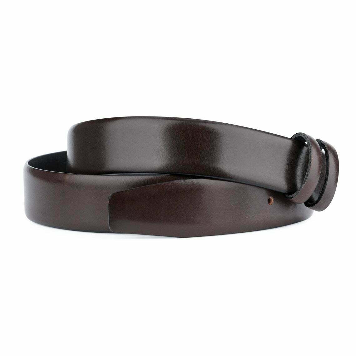 Mens Dark Brown Leather Belt Veg Tan Replacement Strap For Ferragamo Buckle 35mm