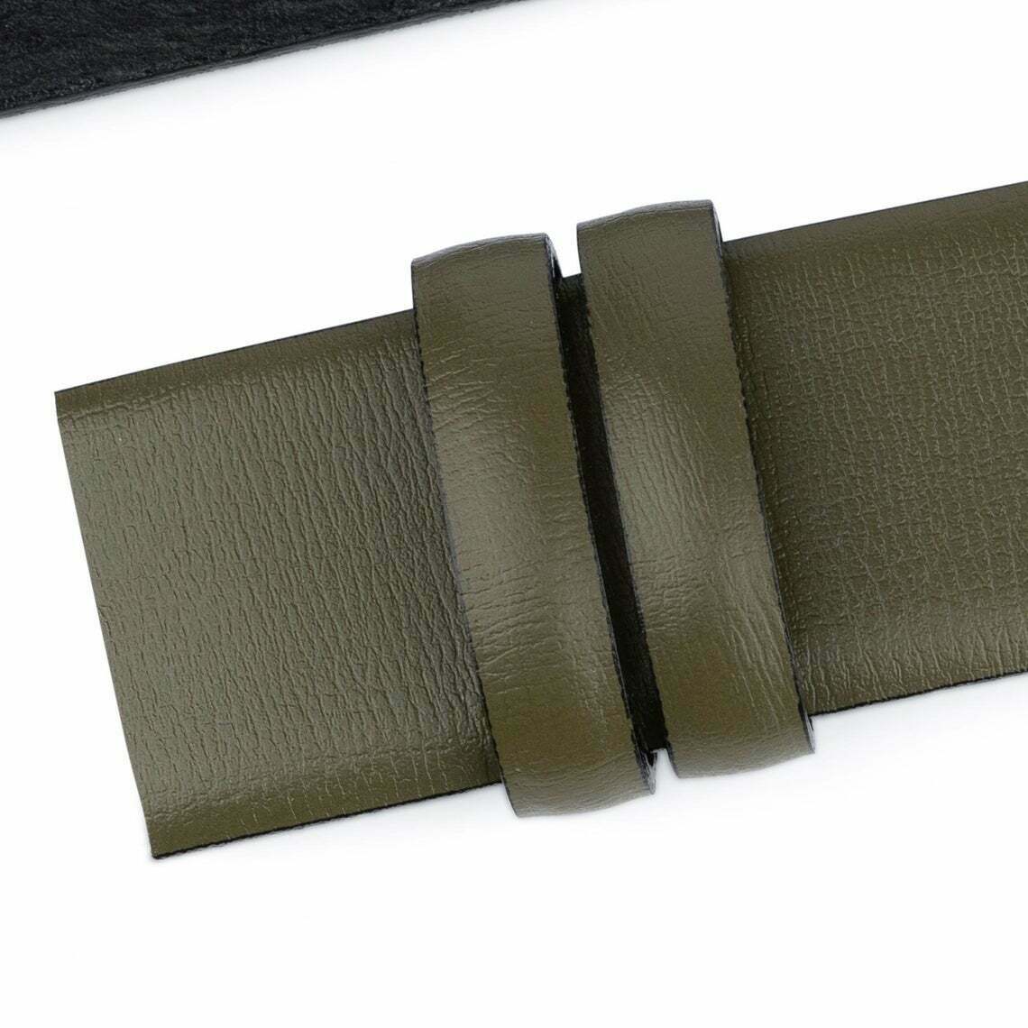 Olive Green Belt Strap Replacement For Dunhill Buckles 35mm Mens 100% Leather