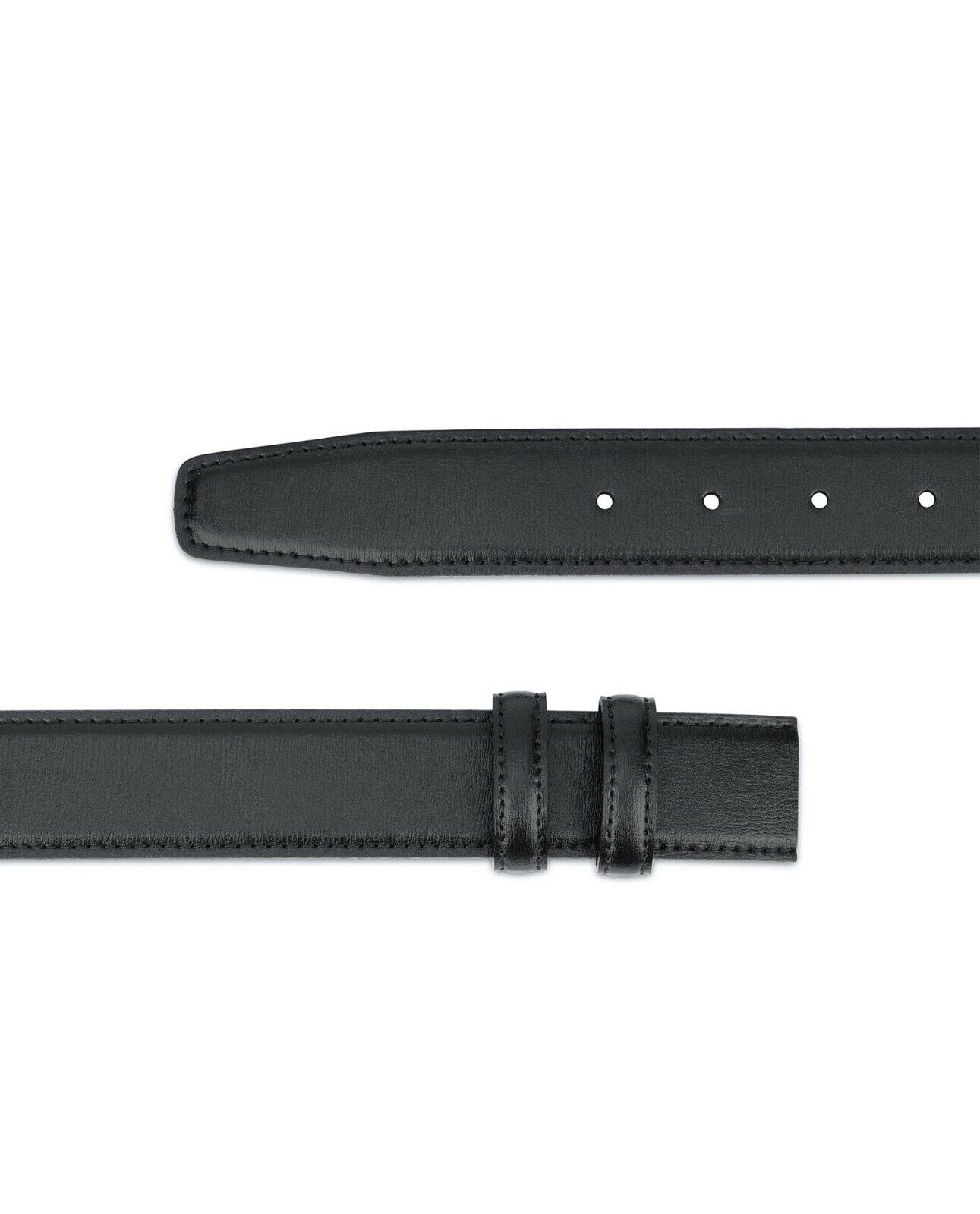 Mens Leather Belt Black Replacement Strap For Ferragamo Buckles 35mm Stitched