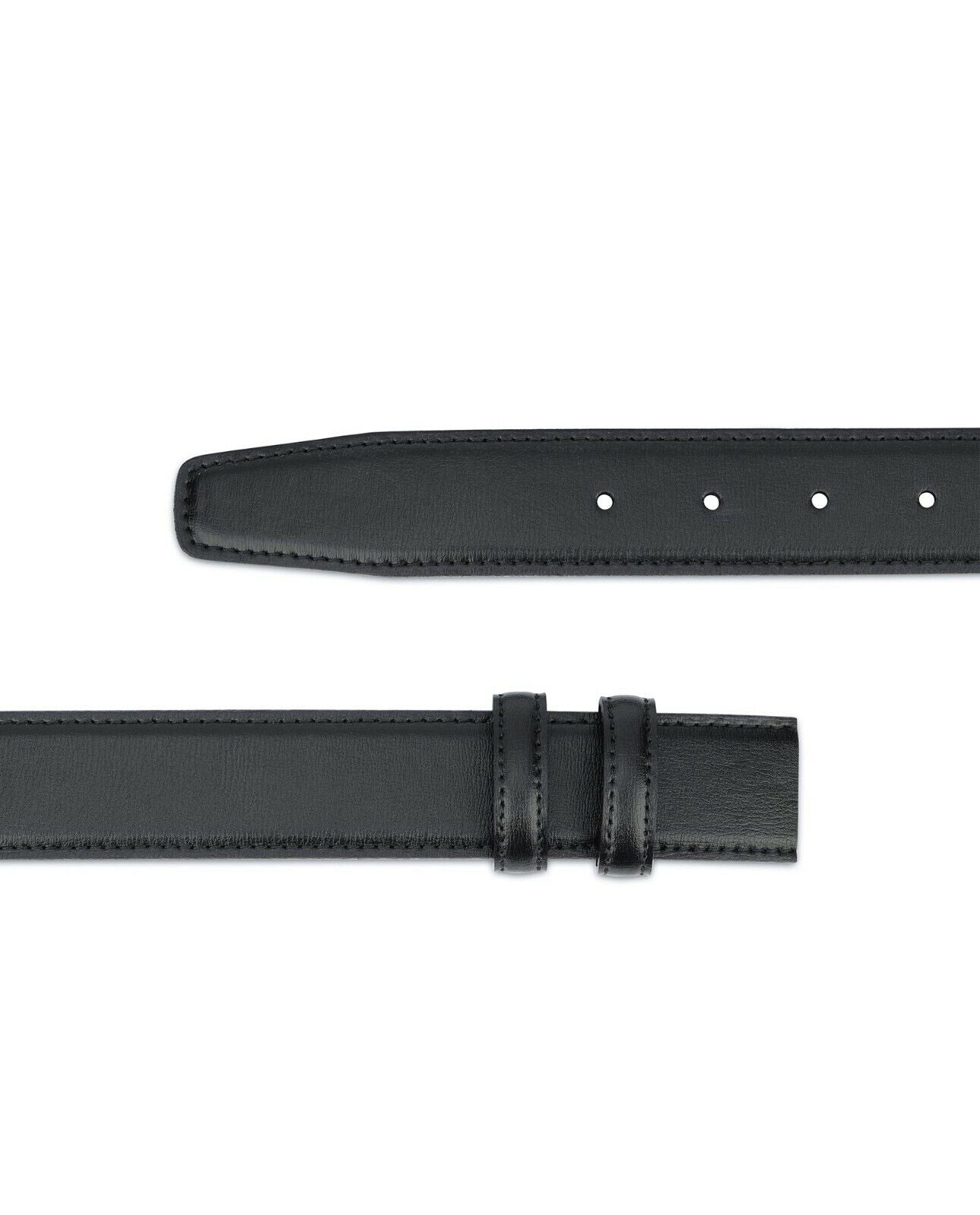 Mens Leather Belt Black Replacement Strap For Ferragamo Buckles 35mm Stitched