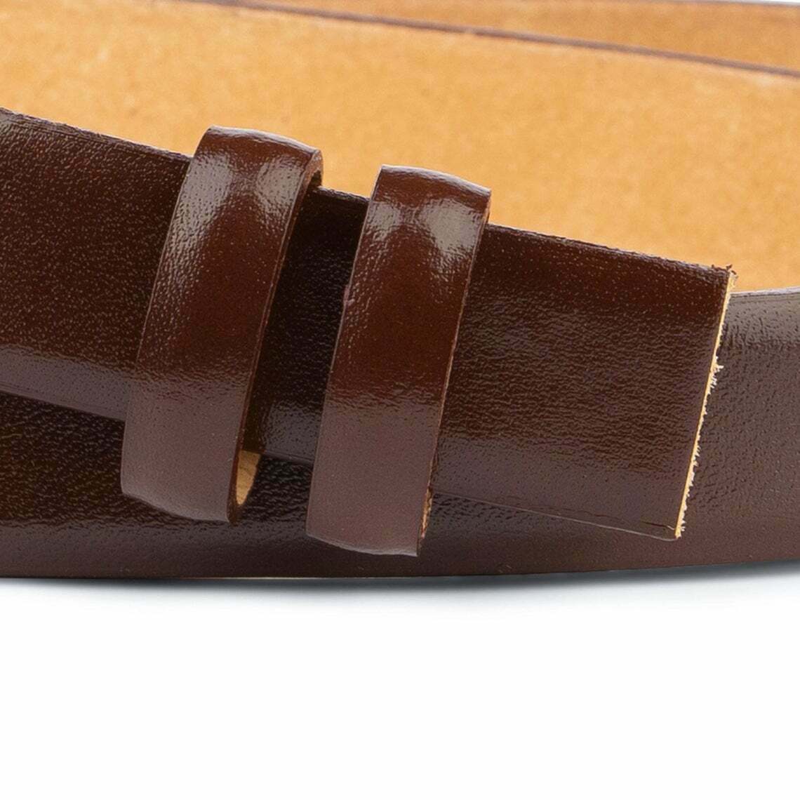 Thin Dark Brown Leather Belt No Buckle 1 Inch For Ferragamo Mens Cognac 25mm