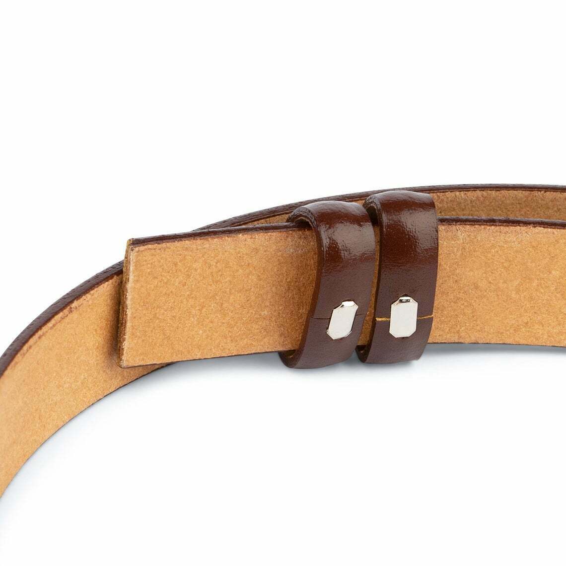 Thin Dark Brown Leather Belt No Buckle 1 Inch For Dunhill Mens Cognac 25mm