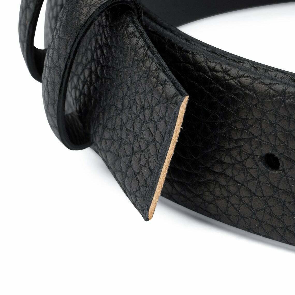 Black Soft Leather Belt Strap Mens For Dunhill Buckles Pebbled Calfskin 35mm