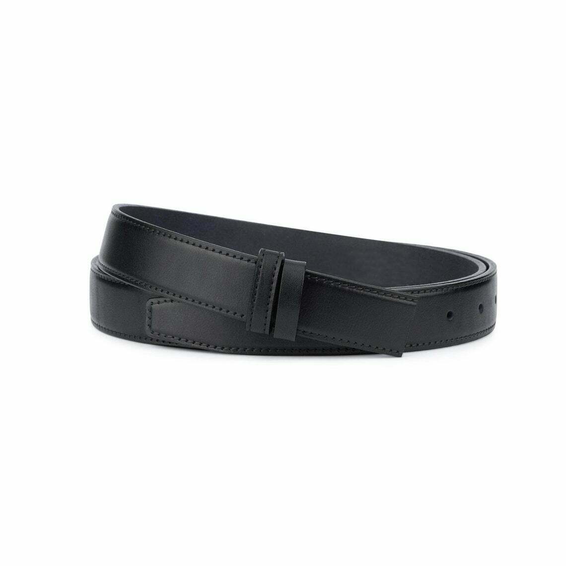 Black Full Grain Leather Belt Strap Replacement For Ferragamo Mens Belts 30mm