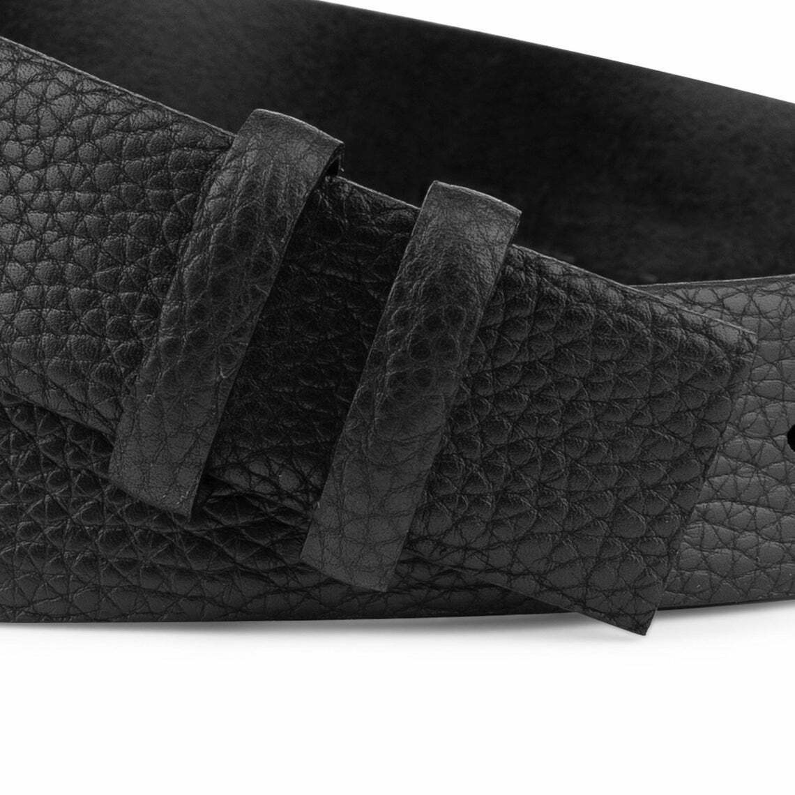 Black Soft Leather Belt Strap Mens For Dunhill Buckles Pebbled Calfskin 35mm