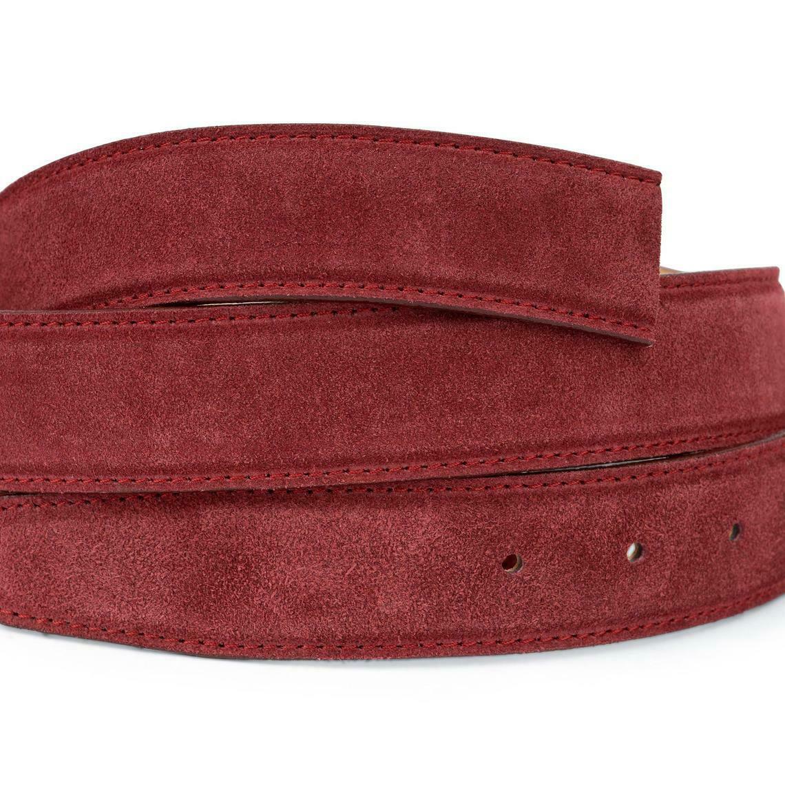 Burgundy Suede Belt Strap For Ferragamo Buckles Men Belts Genuine Leather 35mm