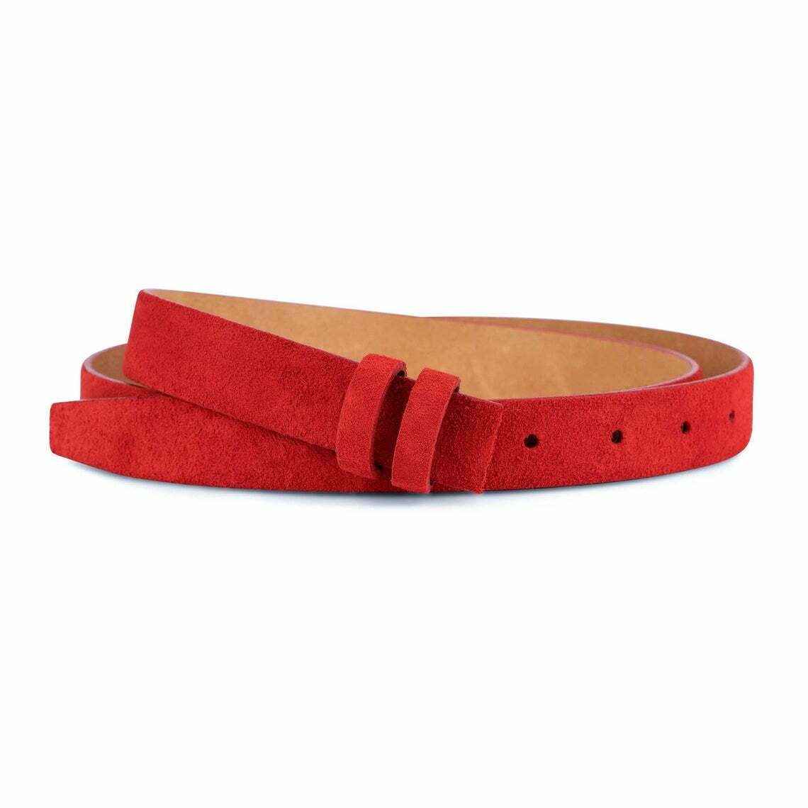 Red Suede Belt Strap 1 Inch For Ferragamo Buckles 25 Mm Genuine Leather Women