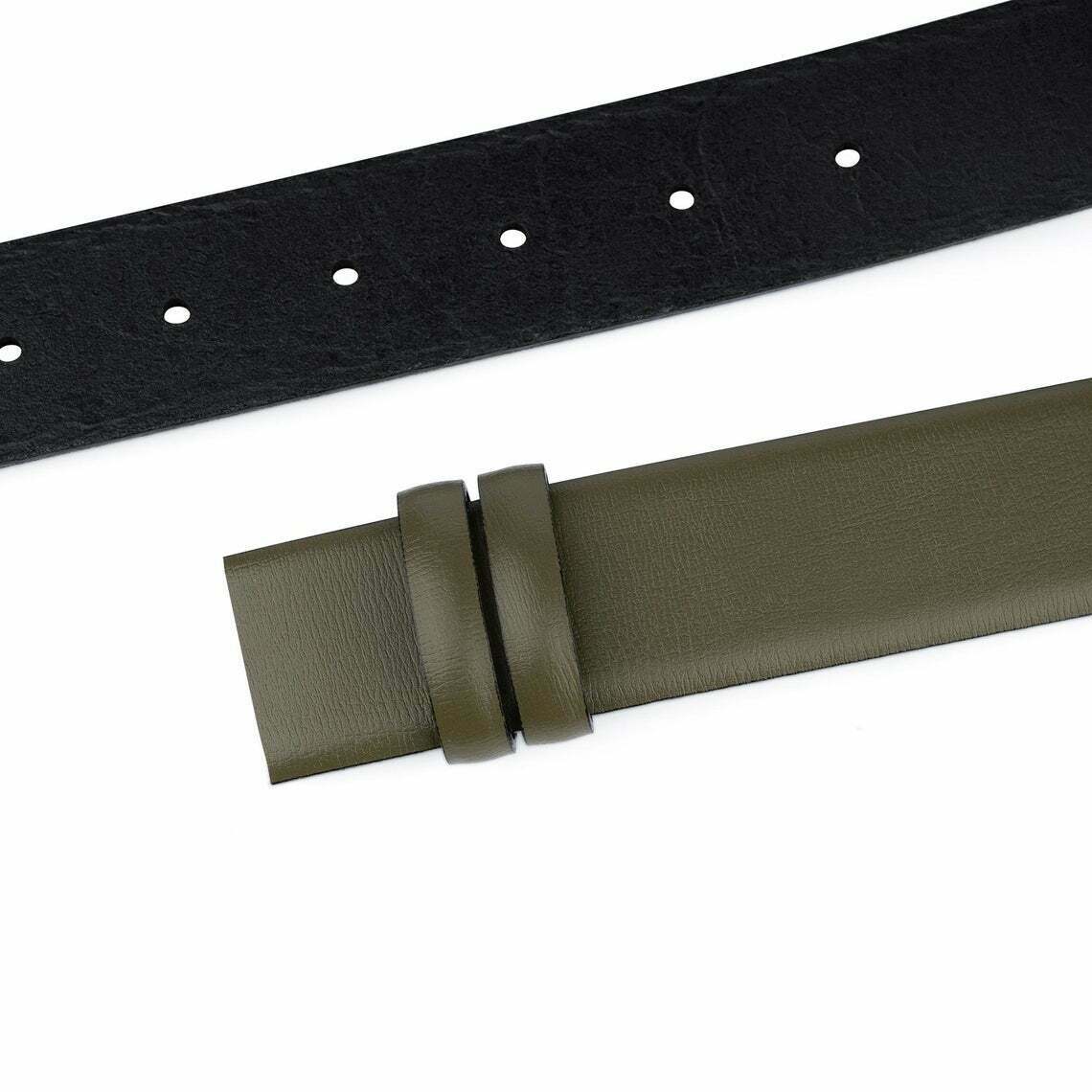 Olive Green Belt Strap Replacement For Cartier Buckles 35mm Mens 100% Leather