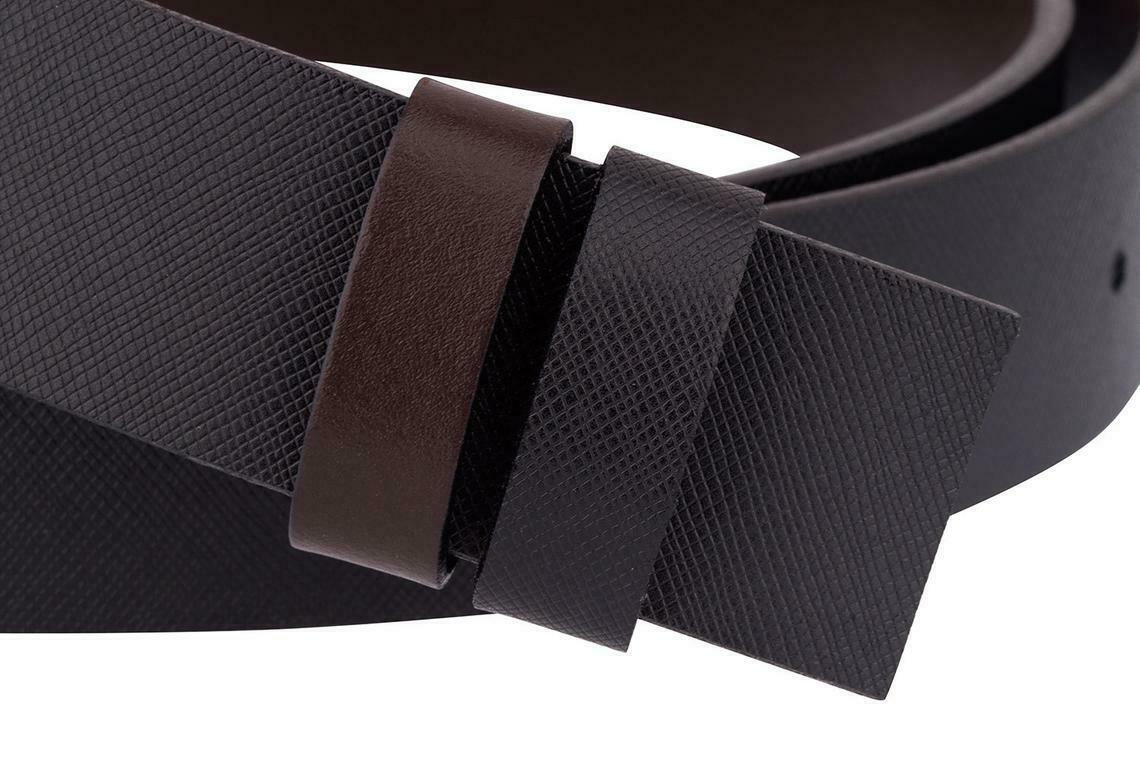 Reversible Belt Mens Strap For Ferragamo Black Brown Saffiano Leather 35mm