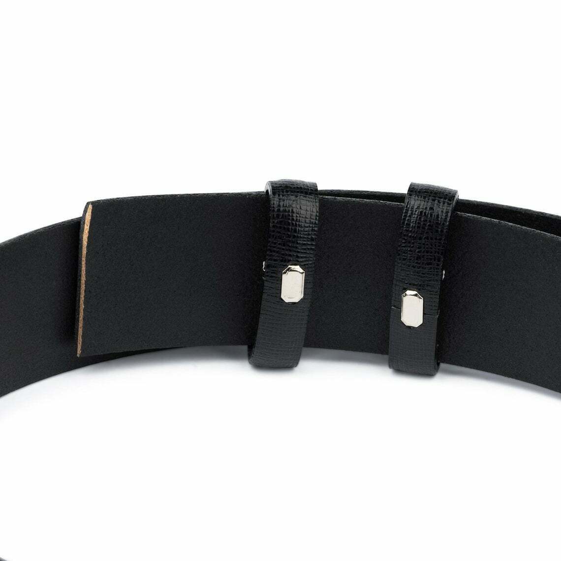 Black Saffiano Leather Belt With No Buckle For Montblanc Mens 35mm Replacement