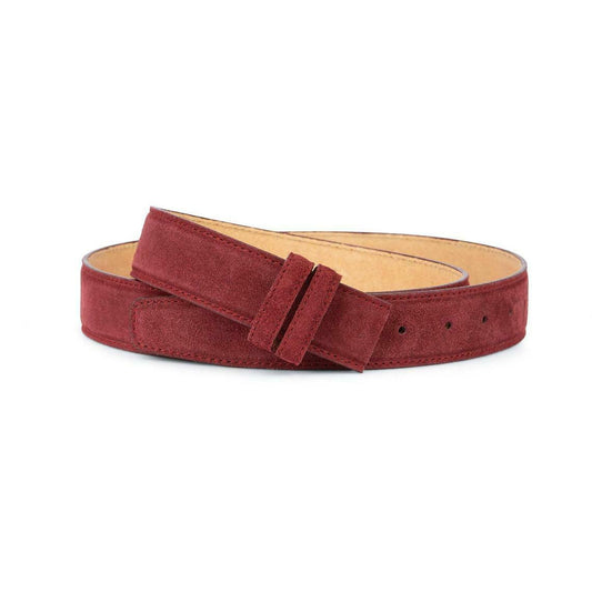 Burgundy Suede Belt Strap For Cartier Buckles Men Belts Genuine Leather 35mm