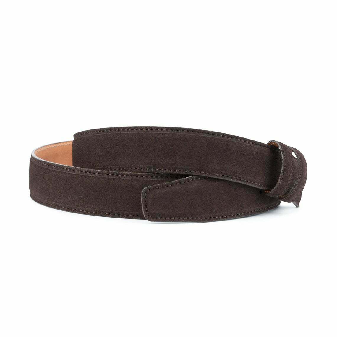 Dark Brown Suede Leather Belt Strap For Cartier Buckles 35 Mm Mens Belts