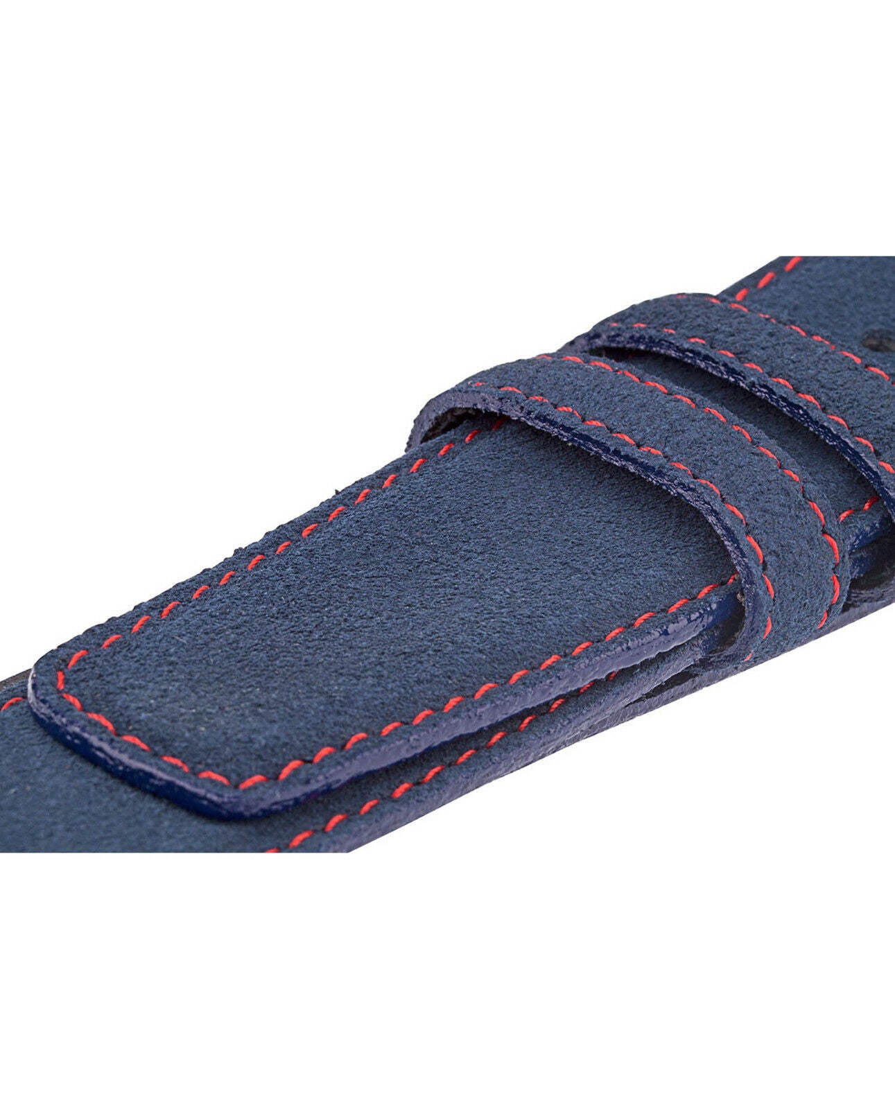 Blue Suede Belt Straps For Montblanc Mens Buckles Replacement 35 Mm Red Stitch