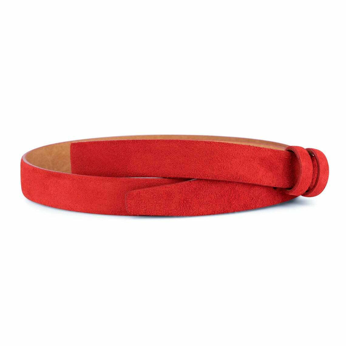 Red Suede Belt Strap 1 Inch For Cartier Buckles 25 Mm Genuine Leather Women