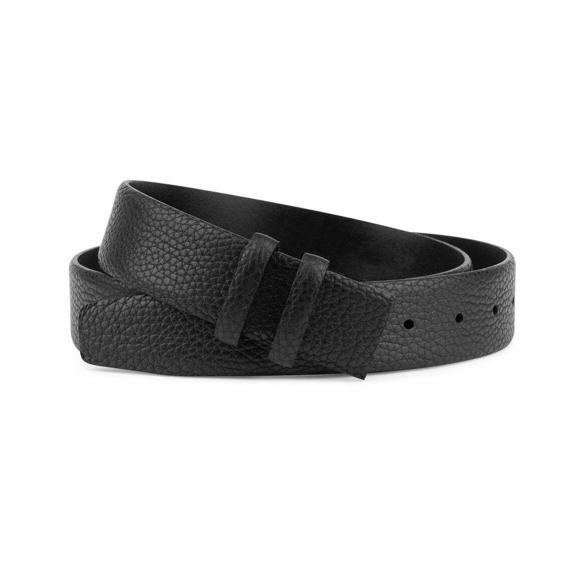 Black Soft Leather Belt Strap Mens For Cartier Buckles Pebbled Calfskin 35mm