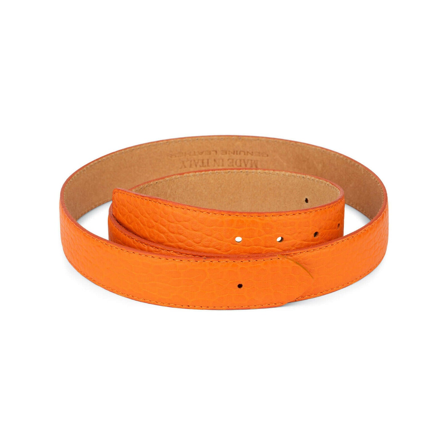 Men's Orange Belt Strap For Ferragamo Buckle Real Leather Calfskin Replacement