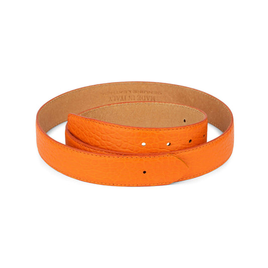 Men's Orange Belt Strap For Ferragamo Buckle Real Leather Calfskin Replacement