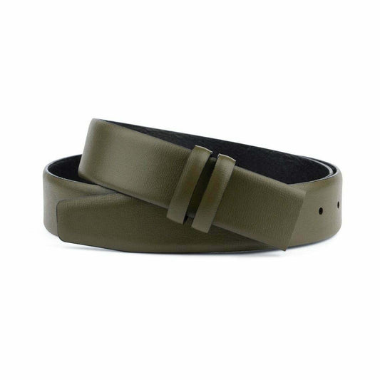 Olive Green Belt Strap Replacement For Cartier Buckles 35mm Mens 100% Leather