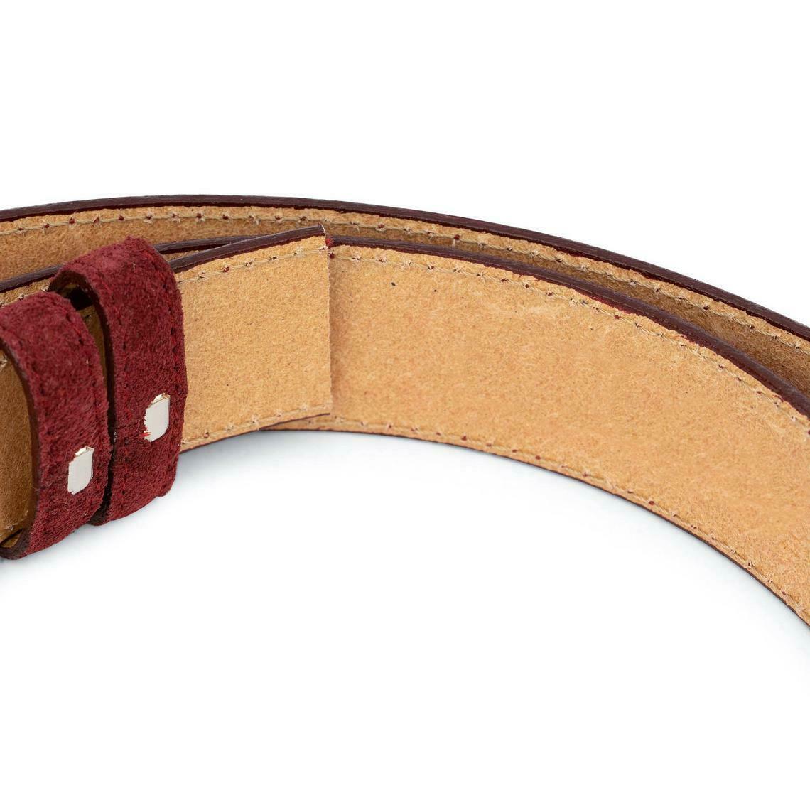 Burgundy Suede Belt Strap For Ferragamo Buckles Men Belts Genuine Leather 35mm