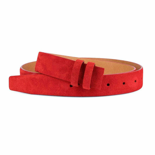 Red Suede Belt Strap Replacement For Ferragamo Belts 30mm 100% Leather Men Women