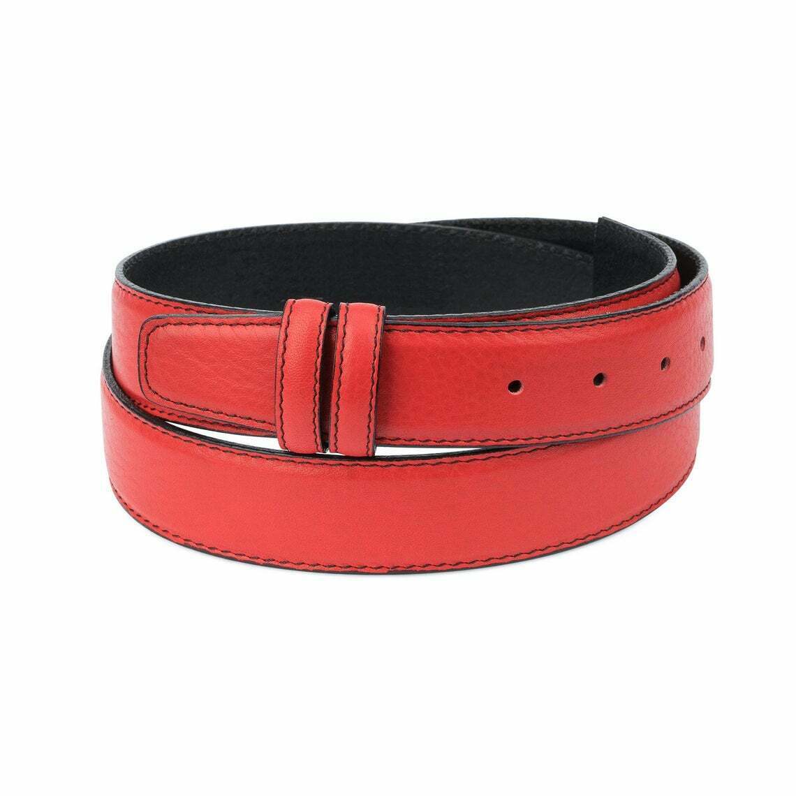 Red Leather Belt Strap Adjustable For Ferragamo Buckles Mens Replacement 1 3-8''