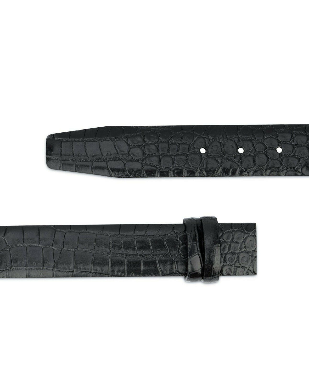 Croco Embossed Belt Leather Strap For Dunhill Buckles Black Replacement 35 Mm