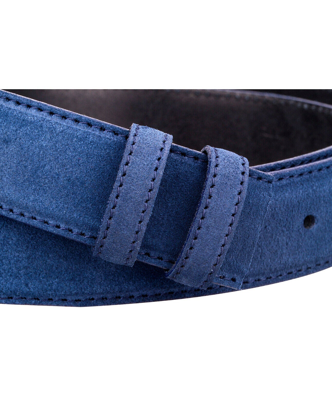 Mens Blue Suede Belt No Buckle Replacement Strap For Montblanc Buckles 35mm