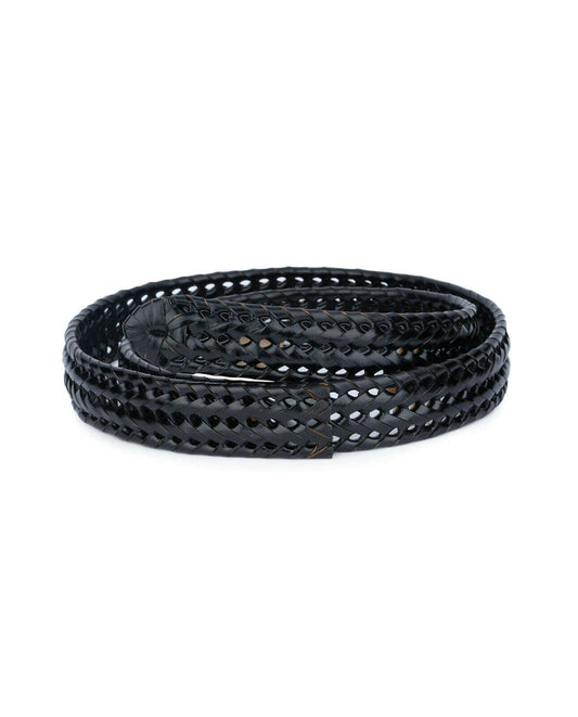 Woven Mens Belt Strap For Montblanc Buckles Replacement Black Real Leather 35 Mm