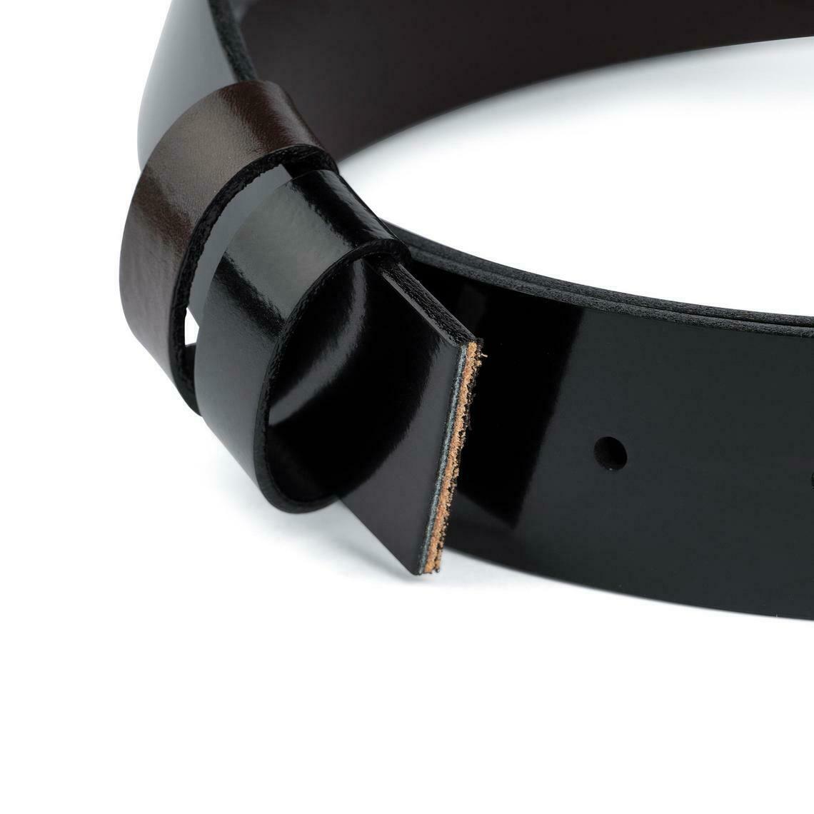Black Brown Patent Leather Belt Reversible Strap For Cartier Buckles 35 Mm Men