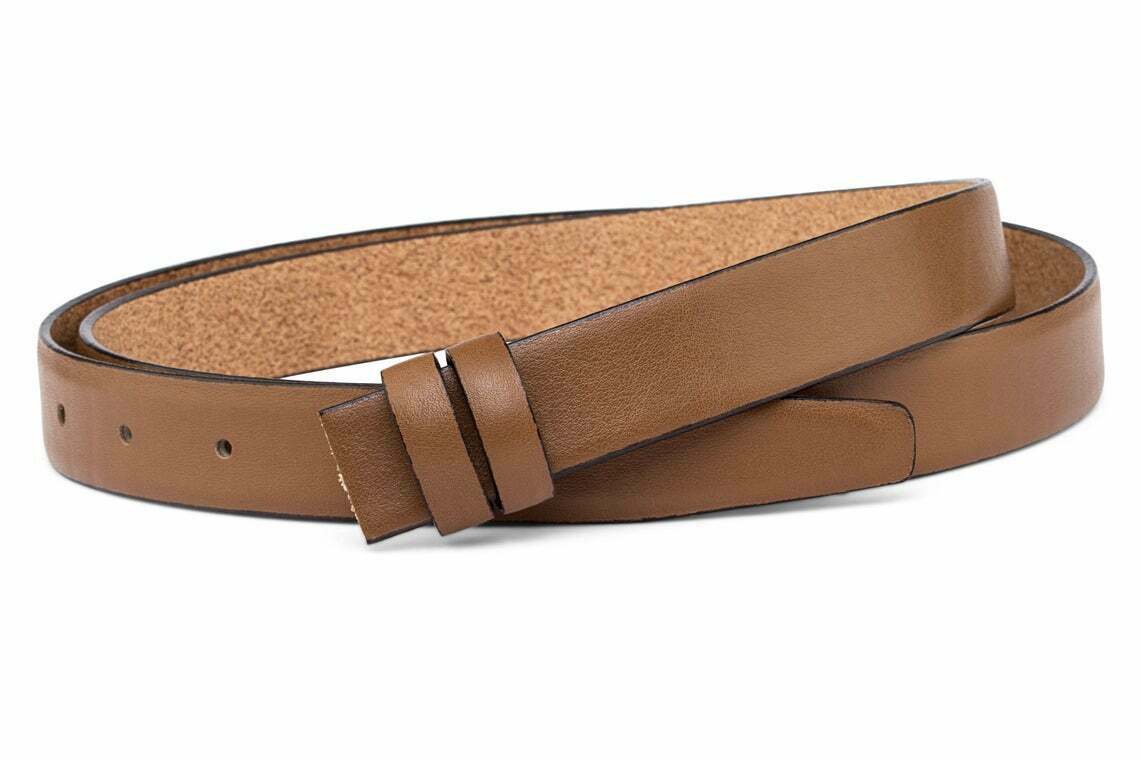 Brown Belt Strap No Buckle Beige Tan For Ferragamo Adjustable Mens Genuine 25mm