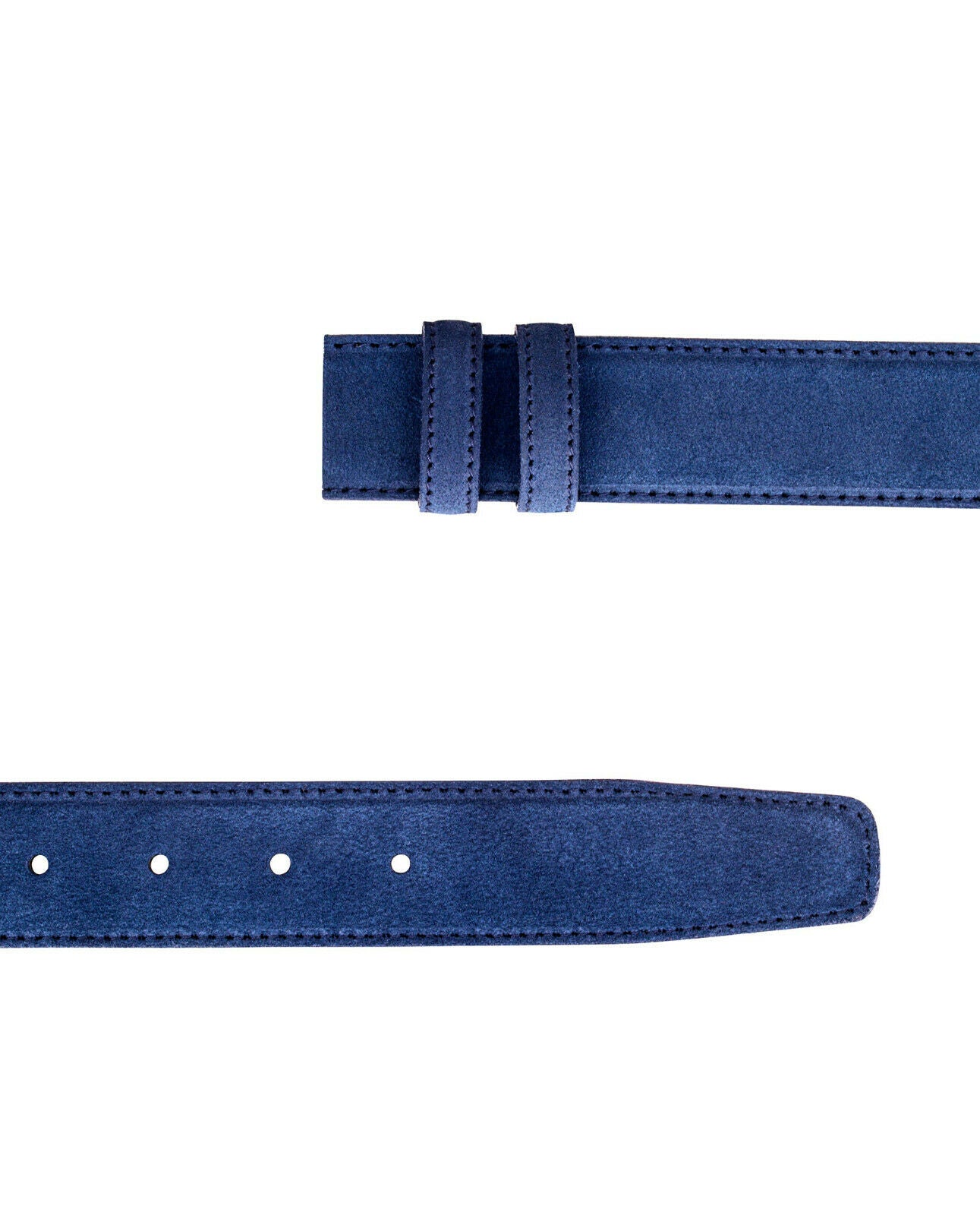 Mens Blue Suede Belt No Buckle Replacement Strap For Montblanc Buckles 35mm