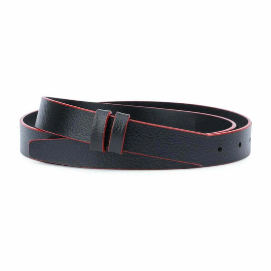 1 inch Black Leather Belt Strap For Montblanc Mens Womens Narrow Red Replacement