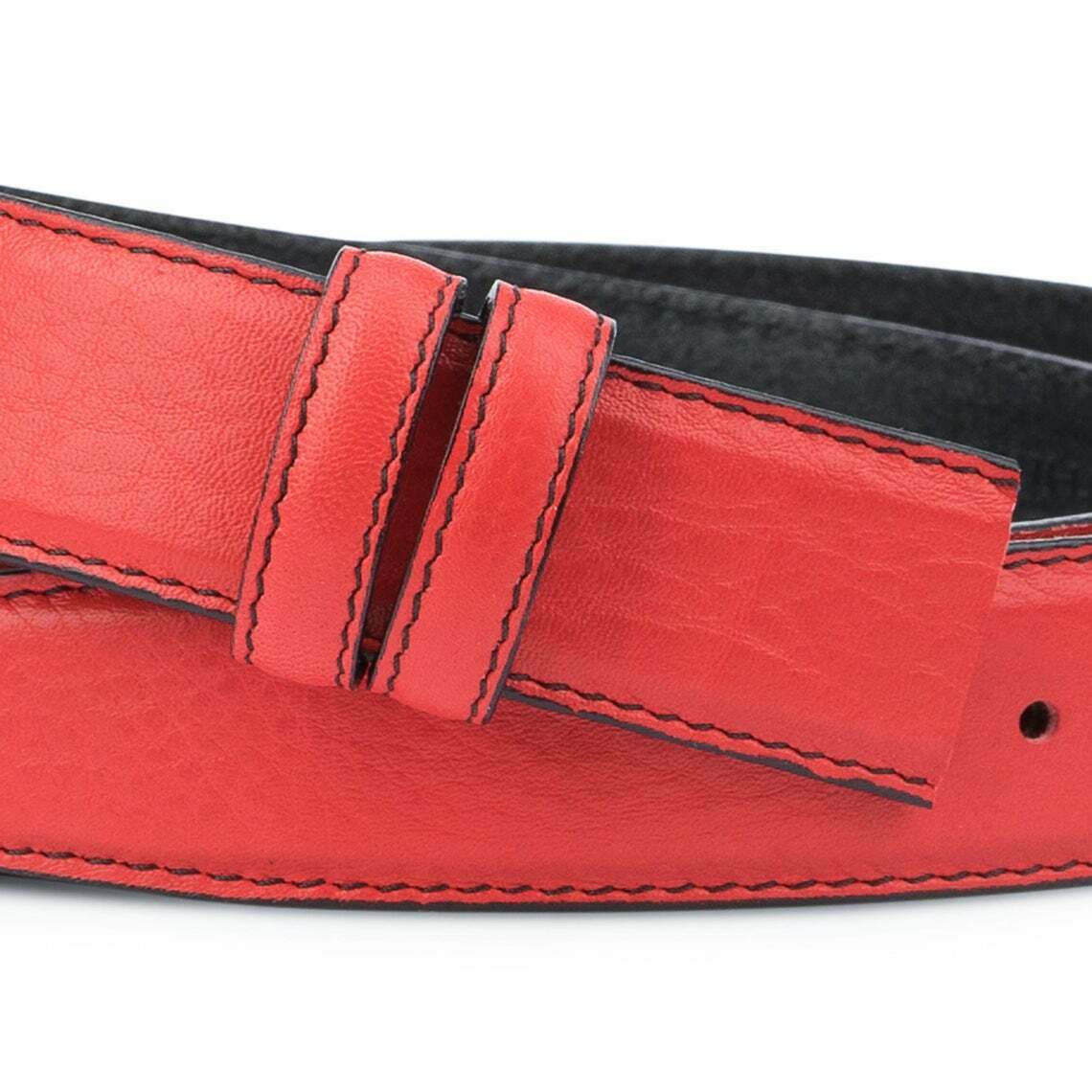 Red Leather Belt Strap Adjustable For Ferragamo Buckles Mens Replacement 1 3-8''