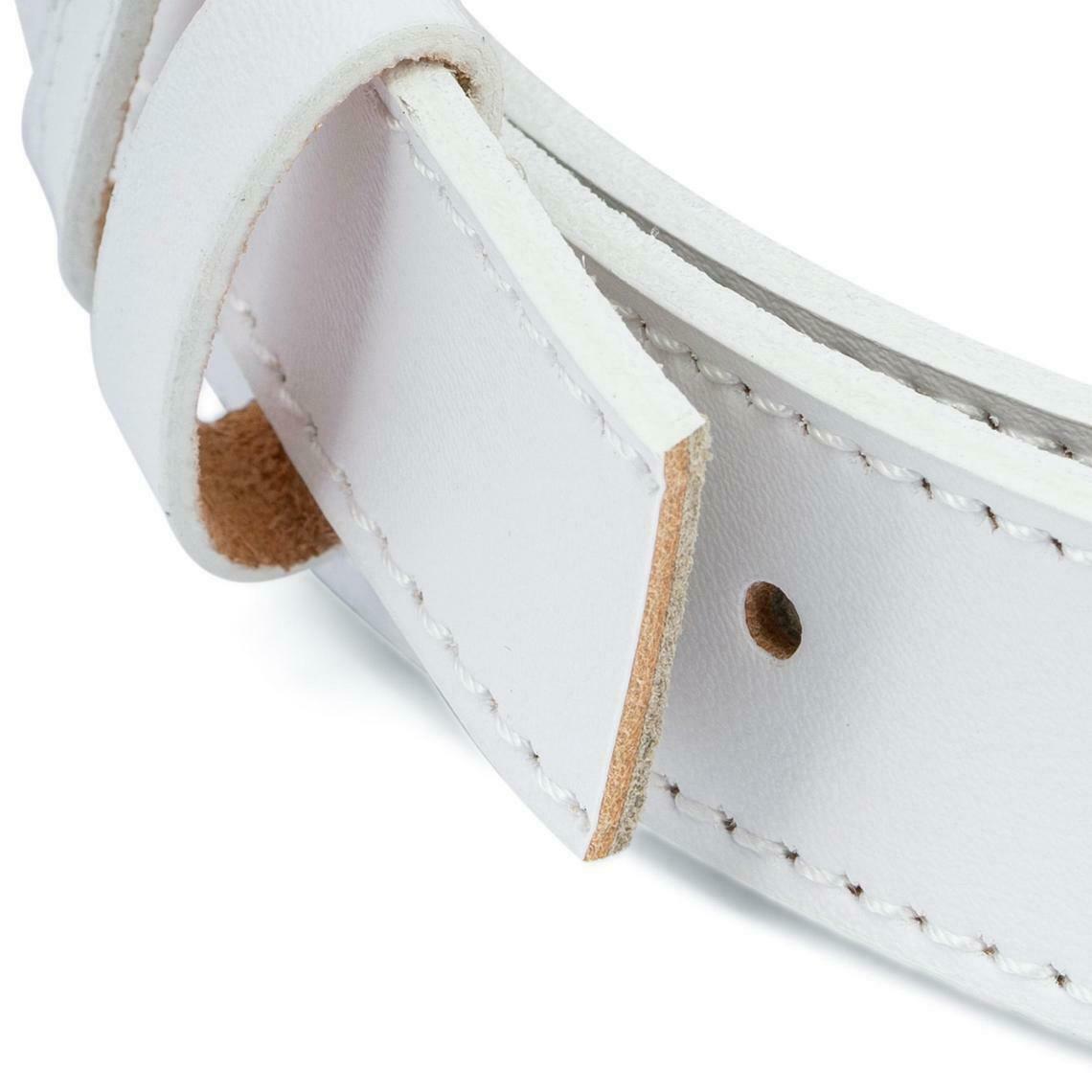 White Leather Belt With No Buckle For Montblanc 30mm Mens Womens Golf Wedding