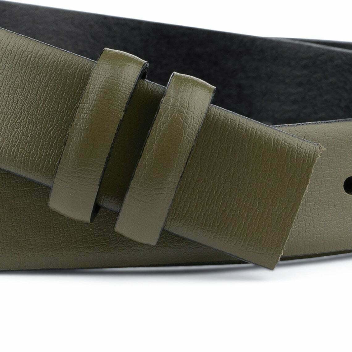 Olive Green Belt With No Buckle Replacement Strap For Montblanc Belts 30mm