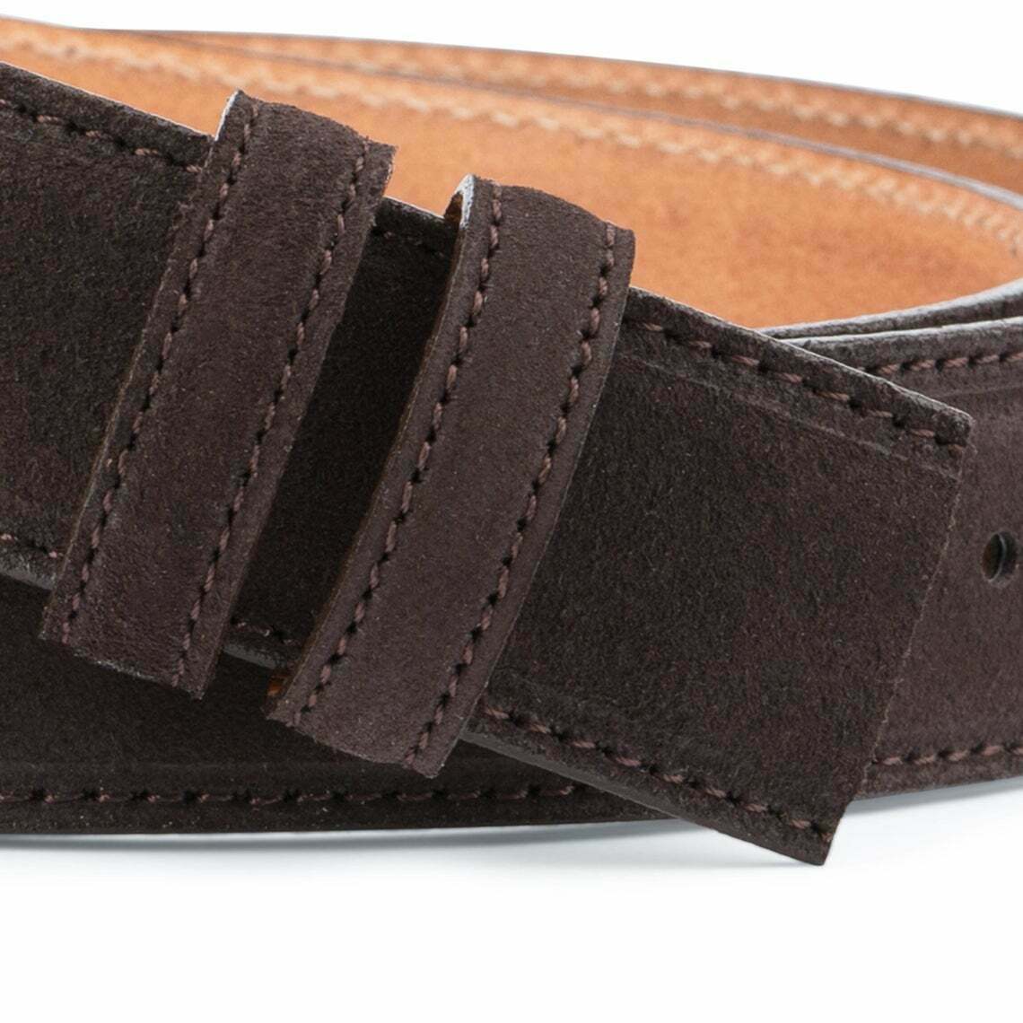 Dark Brown Suede Leather Belt Strap For Ferragamo Buckles 35 Mm Mens Belts