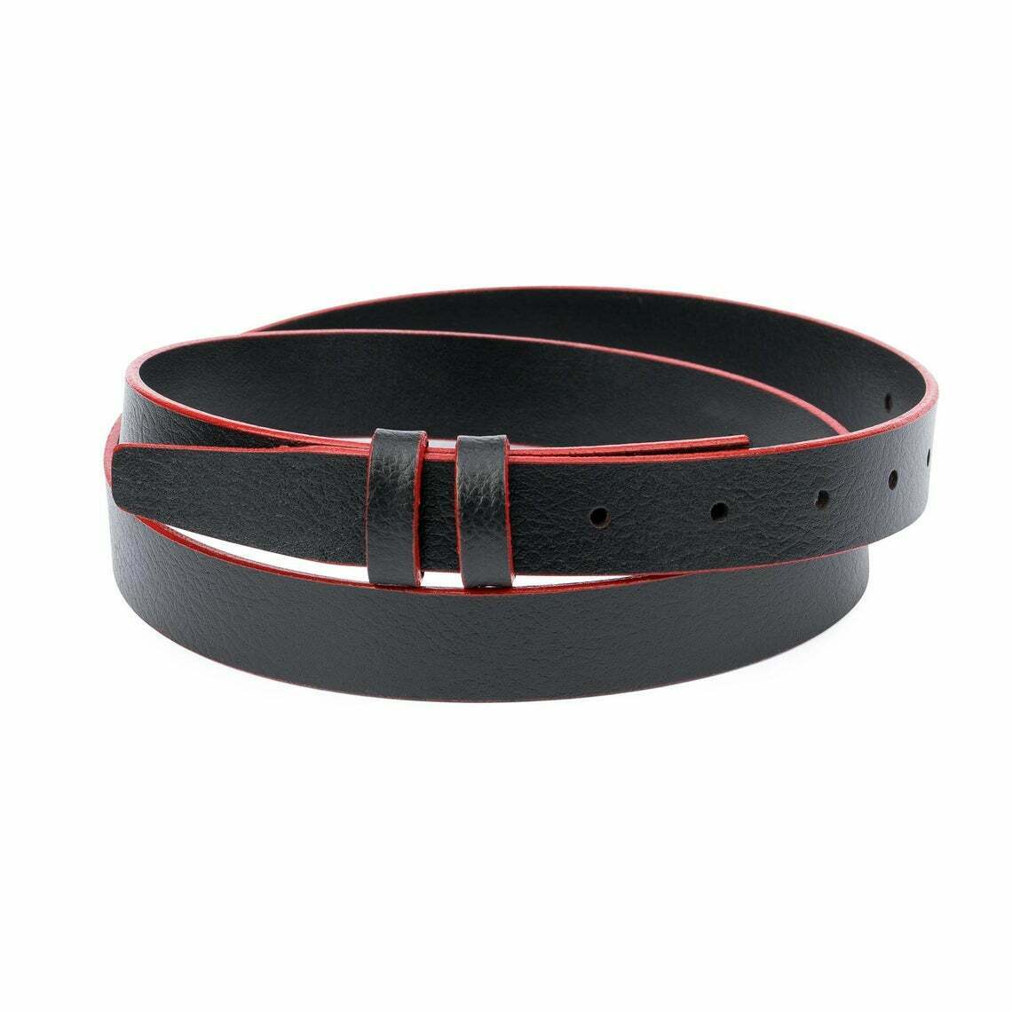 1 inch Black Leather Belt Strap For Montblanc Mens Womens Narrow Red Replacement