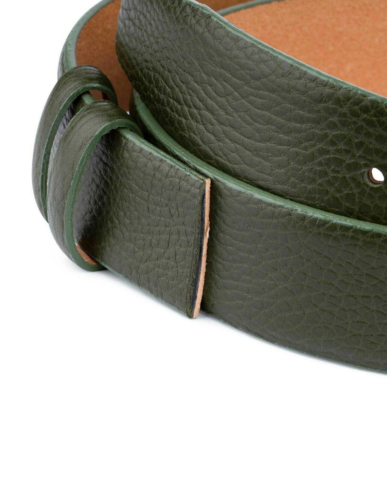 Mens Green Leather Belt Strap For Montblanc No Buckle 35 Mm Replacement