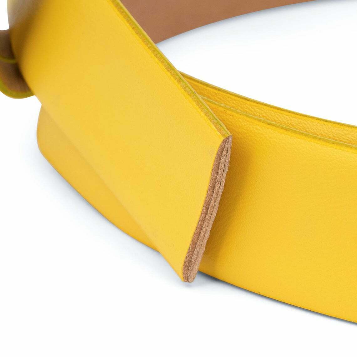 Yellow Leather Belt Strap For Cartier Buckles Men Women Belts Replacement 35mm